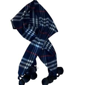 Cashmere Scarf Hand Tailored With Rabbit Fur Pom Poms size OS